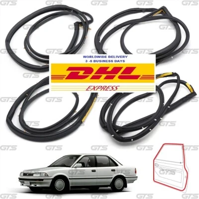 Set 4 Door Rubber Seal Weatherstrip For 1987-1991 Toyota Corolla E90 AE92 - Image 1 of 4