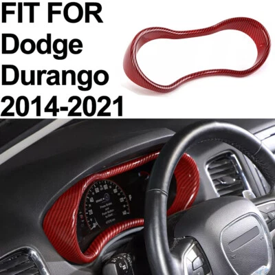 Interior Dashboard Meter Cover Trim For Dodge Durango 2014-2020 Red Carbon Fiber Foto 1 de 4