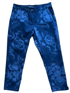 Baci Damen Jeans Stretch Cropped Blumen dunkelblau Rüschen Taschen Größe M - Bild 1 von 5