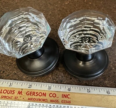 Par de perillas de puerta de cristal cortado bronce 40 facetas lote de 2 Foto 1 de 4