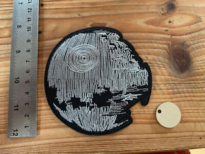 Large Death Star Star Wars Themed Embroidered Iron On Patch H:10.2cm W:10cm