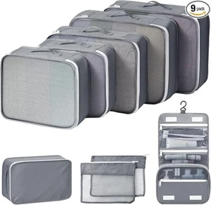 Packing Cubes 9 Set Travel Organizer Bags for Luggage - NEW - Picture 1 of 4