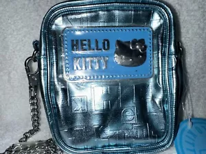 Hello Kitty Mini Blue Metallic Bag With Chain Strap - Picture 1 of 5