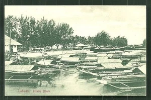 Labuan Fishing Boats Borneo Malaya Malaysia ca 1910 - Picture 1 of 1