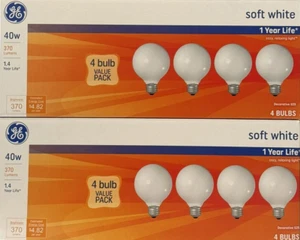 8 GE 40-Watt Frosted White Old Style G25 Globe Light w/Standard Medium Base - Picture 1 of 4