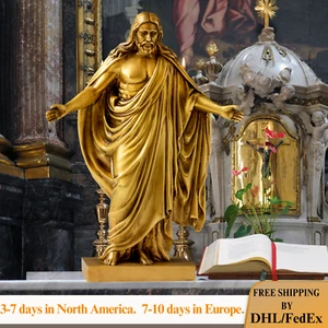 Bronze Saint Jesus Statue Open Arms Blessing Jesus Christ Sculpture Home Decor - Picture 1 of 8