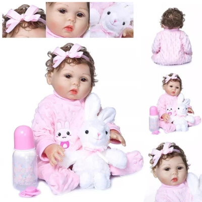 Muñecas bebé recién nacido hechas a mano de 18" cuerpo completo vinilo silicona niñas muñecas regalos de baño Foto 1 de 4