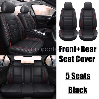 For Volvo Leather 5 Seats Car Seat Cover Front Rear Full Set Cushion Pad BLACK Foto 1 de 4
