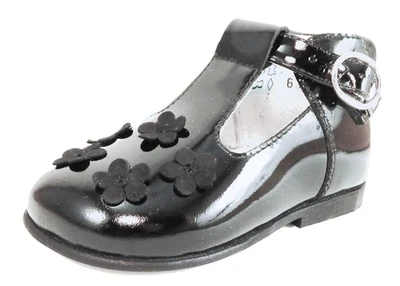 DE OSU -Spain -Baby Girls Black Patent Leather Dress Shoes -European - Size 4-6 - Image 1 of 4