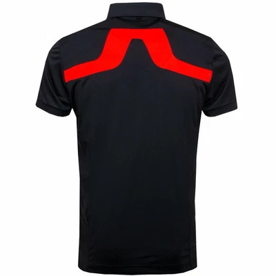 J. Lindeberg Men’s Polo Shirt Navy Blue Red Logo Trim Size Large - Image 1 of 4