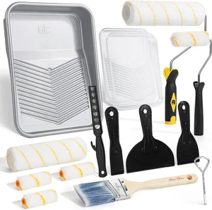 Bates - 9 Zoll Farbroller-Set, 17-teilig, Kunststoff-Farbschale, klar Einweg Tra - Bild 1 von 8