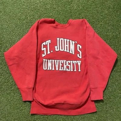 Vintage 80s St John’s University Red Crewneck Sweatshirt Medium M Reverse Weave - Image 1 of 4