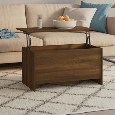  Coffee Table Brown Oak Engineered Wood Large Adjustable Height - Image 1 of 4