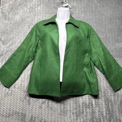 Blazer Talbots Mujer 100% Lino Irlandés Frente Abierto Verde Nuevo Con Etiquetas Talla M Foto 1 de 4