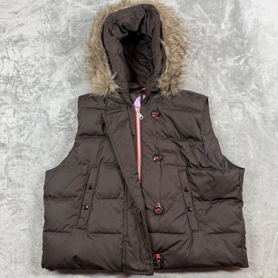 Chaleco Gap Puffer Juvenil XL Marrón Plumón Extraíble Imitación Piel Cremallera Completa A Presión Foto 1 de 4