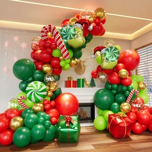 Weihnachtsballon Girlande Bogen Set mit Xmas Rot Grün Gold Konfetti Ballons... - Bild 1 von 6