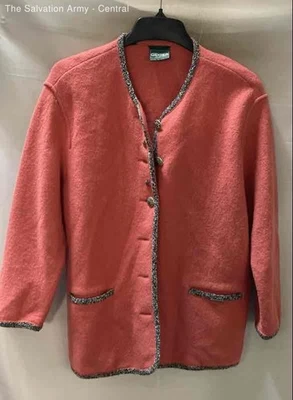 Cárdigan Suéter Geiger Mujer Rosa Manga Larga Botón Frontal Tejido Talla 38 Foto 1 de 4