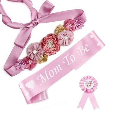 Conjunto de decoraciones de baby shower faja mamá para fiesta de revelación de género, recién nacido G... Foto 1 de 4