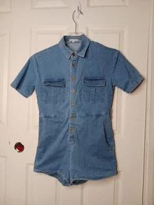 Gr. Small Jeans Overall Strampler Shorts 90’s Y2K Country Cowgirl Stretch Taschen - Bild 1 von 11