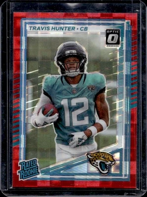 2025 Donruss Travis Hunter Optic Rated Rookie Preview Red Pandora RC #301 - Image 1 of 2
