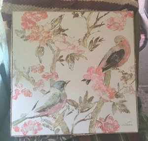 F. de Villeneuve Canvas Wrapped Bird Painting 20"×20" Very Nice - Picture 1 of 6
