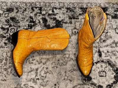 Botas de Vaquero Los Altos Amarillas Caramelo Avestruz Para Hombre Talla 9 D Foto 1 de 4