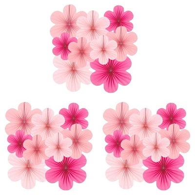 27X   Fan Flower Set Party Decorations  Fans, Floral Pom Poms, and Garlands3724 - Image 1 of 4