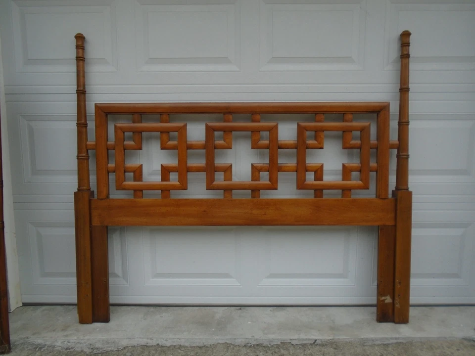 Cabecero alto imitación bambú calado tamaño queen Chippendale Chinoiserie Mandarín Foto 1 de 4