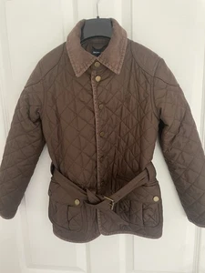 RALPH LAUREN BROWN QUILTED GIRLS JACKET, CORD COLLAR, BELT AGE 7 YRS RETAIL £139 - Picture 1 of 19