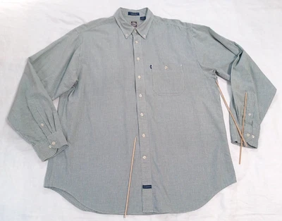 GH Bass Men's Shirt XL Long Check TEARS FLAWS Green Button Long Sleeve - Image 1 of 4