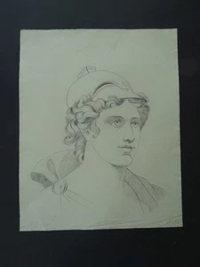 DUTCH NEOCLASSICAL SCHOOL 1844 - STUDY CLASSICAL GODESS - FINE SIGNED CHARCOAL - Picture 1 of 11