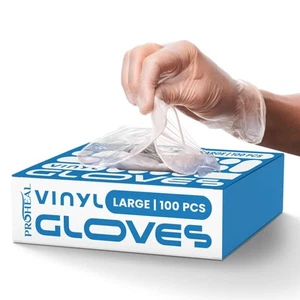 Vinyl Disposable Gloves Large - 100 Clear Food Safe Cooking and Household Cle... - Picture 1 of 7