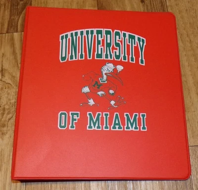 Carpeta de 3 anillos naranja The U Miami Hurricanes de colección - logotipo de mascota fútbol americano Foto 1 de 4