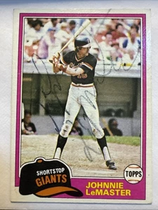 Tarjeta firmada autografiada por Johnnie Lemaster 1981 Topps #84 Gigantes de San Francisco - Imagen 1 de 3