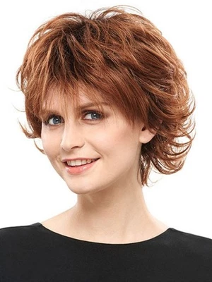 Short Layered Curly Hairstyle Copper Red Synthetic Hair Wigs Women Natural Wigs - Image 1 of 4