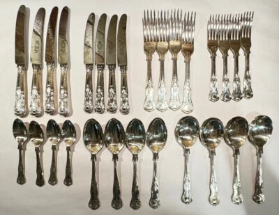 4 Kings Royal Shell 7 шт. Pl настройки EPNS A1 Шеффилд ложка, нож, ложка 28 шт. - Изображение 1 из 4