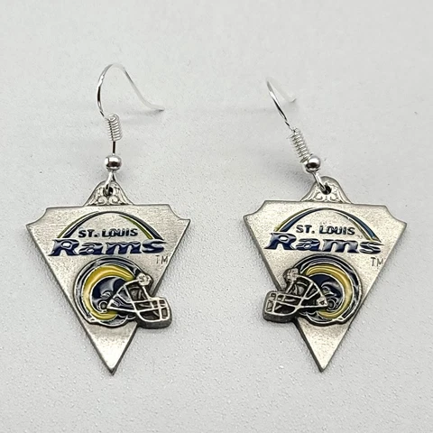 ⭐️ St. Louis Rams NFL Football Pewter Dangle Earrings Ear Rings Cover