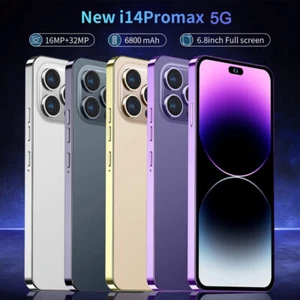 NEW i14 Pro Max 6G+128GB 6.8" Android 15 Smartphone Unlocked 5G Cheap Cell Phone - Picture 1 of 21