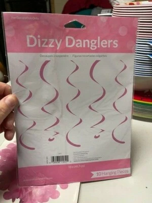 Creative Converting Candy Pink Dizzy Danglers 10ct Hanging Decoration New!!! - Image 1 of 2