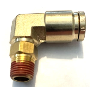 BRASS FITTING QUICK CONNECT DOT AIR BRAKE 90 SWIVEL MALE ELBOW 3/8T X 1/8npt - Picture 1 of 2
