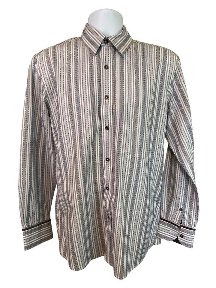 Zagiri Dress Shirt S Black White Striped Button Up Long Sleeve Corpcore Preppy - Image 1 of 4