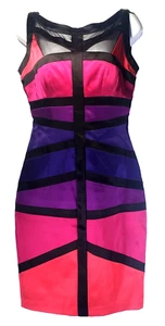 JAX Women's Sheath Knee Length Zip-Up Dress Black/Blue/Purple/Red/Pink Size 4 - Picture 1 of 7