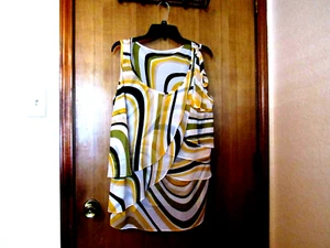 Blusa Top Transparente para Mujer Plus 2X Rayas Sin Mangas Volantes Amarillo Multicolor HQ - Imagen 1 de 6