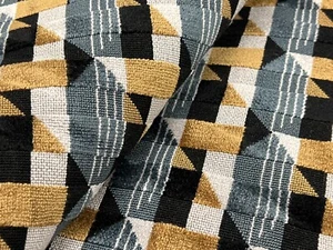 Kirkby Design geometrischer epingle Schnitt Samtstoff - Piccadilly/Petrol 3,25 Yards - Bild 1 von 4
