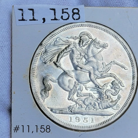 1951 GREAT BRITAIN 5 SHILLINGS FESTIVAL OF  GEORGE VI  LARGE CROWN Dragon Slayer Cover