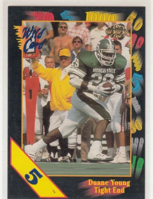 DUANE YOUNG 1991 Wild Card College #125 Parallel 5 Stripe Michigan State Mint - Image 1 of 2