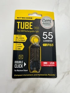 NITECORE TUBE V2.0 55 Lumen USB Rechargeable Keychain Flashlight (Black) v2 - Picture 1 of 1