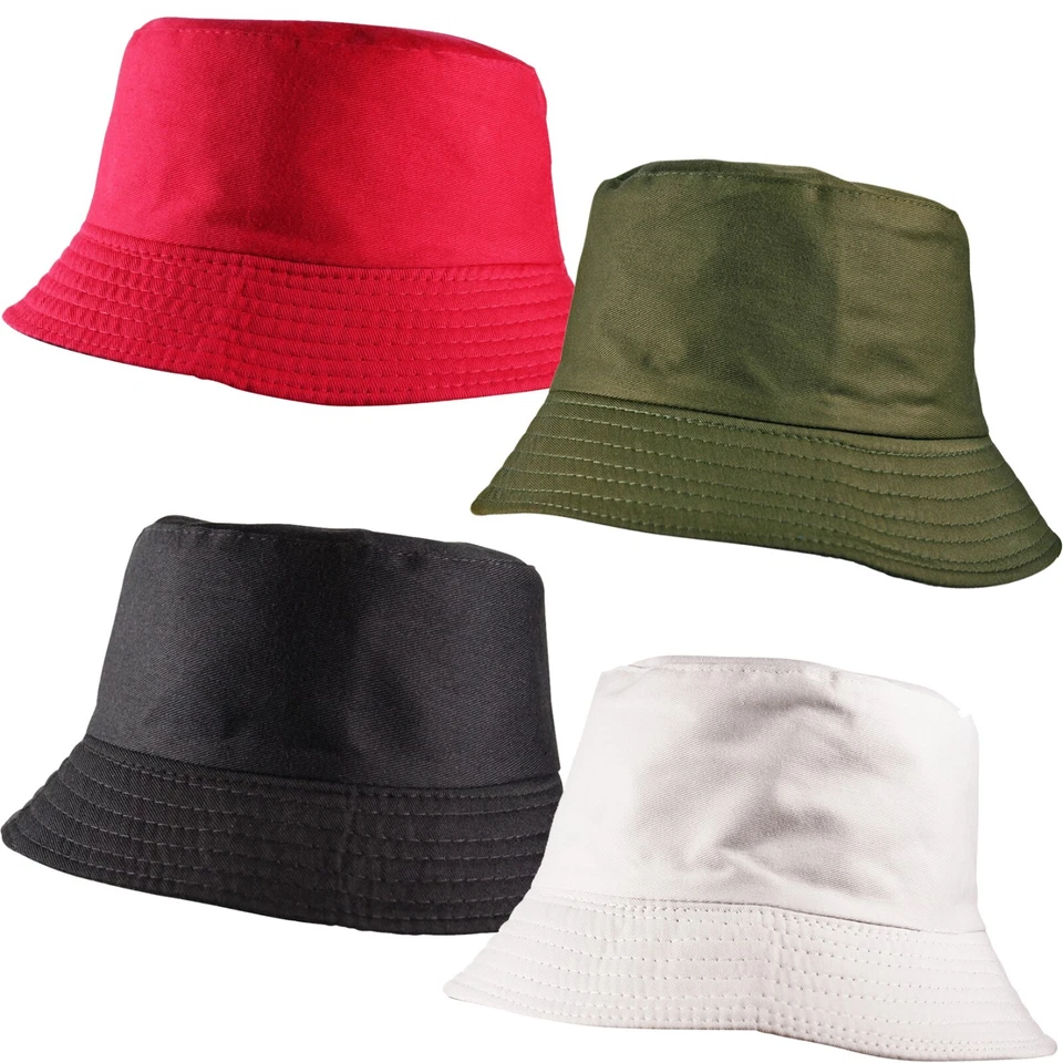 MAKRU Unisex Jugend Kinder Bucket Bush Fischer Baumwolle Hut Kappe - Einheitsgröße - passt 52/54