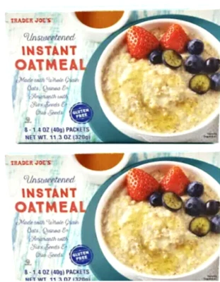 2 X Trader Joe’s Unsweetened Instant Oatmeal Gluten Free *8 pks per Box - Image 1 of 3