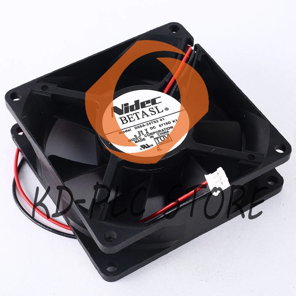 New Nidec 80*80*25mm 8cm D08A-24TS2 01 DC 24V 0.23A 2-Lines inverter cooling fan - Image 1 of 1